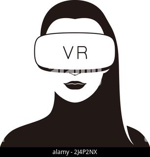 Beauté fille portant des lunettes de réalité virtuelle. Vue de face, jeux, illustration vectorielle Illustration de Vecteur