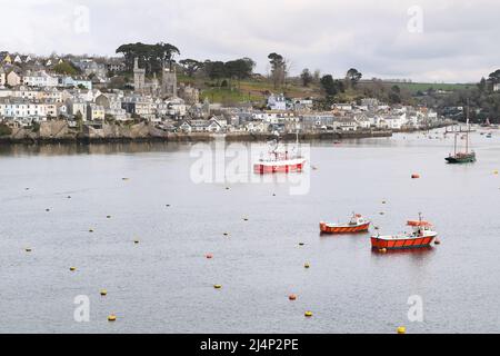 Panorama de la ville de Cornish Fowey vu de Polruan, Cornwall, Royaume-Uni Banque D'Images