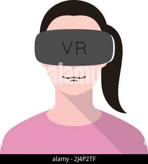Beauté fille portant des lunettes de réalité virtuelle. Vue de face, jeux, illustration vectorielle Illustration de Vecteur