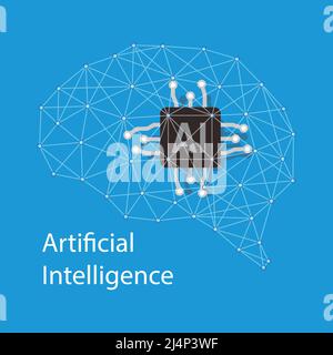 Concept d'intelligence artificielle, Neuron et micropuce, illustration vectorielle Illustration de Vecteur