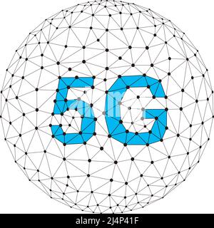Systèmes sans fil de réseau mobile de 5G 5th générations. Technologies sans fil et réseaux mobiles, Illustration de Vecteur