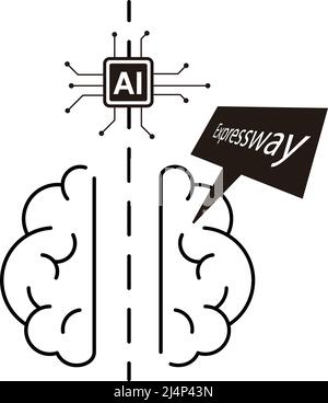 Concept du cerveau humain et de l'intelligence artificielle Illustration de Vecteur