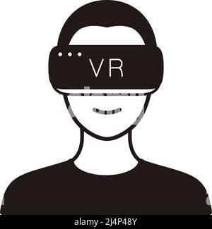 Beauté fille portant des lunettes de réalité virtuelle. Vue de face, jeux, illustration vectorielle Illustration de Vecteur
