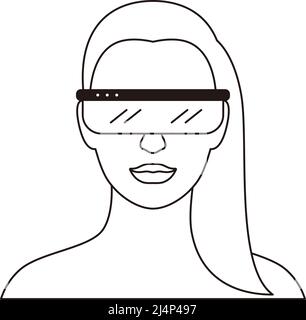 Beauté fille portant des lunettes de réalité virtuelle. Vue de face, jeux, recherche, illustration vectorielle Illustration de Vecteur