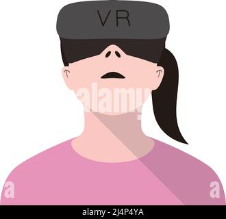 Beauté fille portant des lunettes de réalité virtuelle. Vue de face, jeux, illustration vectorielle Illustration de Vecteur