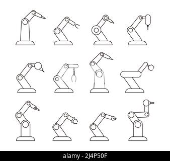 icônes du bras de la machine du robot, illustration vectorielle Illustration de Vecteur