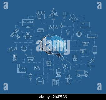 L'intelligence artificielle relie l'avenir, illustration vectorielle Illustration de Vecteur