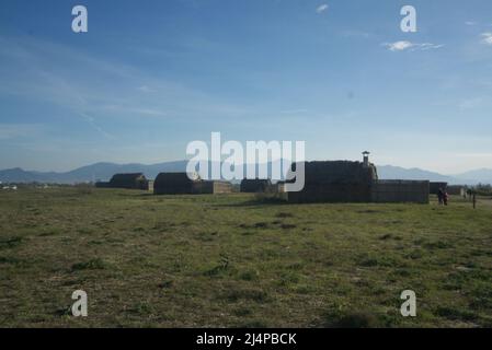 El vilatge de pescadors / le village de pêcheurs / ancien village de pêcheurs de France, l'étang de Canet, Canet-en-Roussillon, Perpignan, village de pêcheurs. Banque D'Images