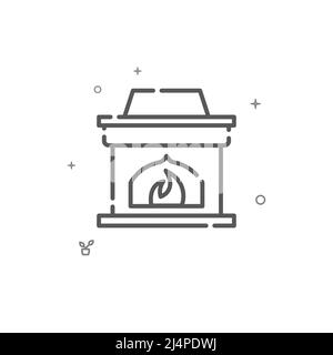 Icône de ligne vectorielle simple foyer. Meubles de maison. Symbole, pictogramme, panneau isolé sur fond blanc. Contour modifiable. Régler l'épaisseur de ligne. Illustration de Vecteur