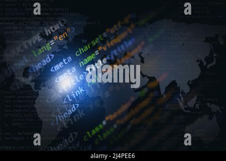 html front-end web développement du langage de programmation. codage de site web. mix média fond Banque D'Images