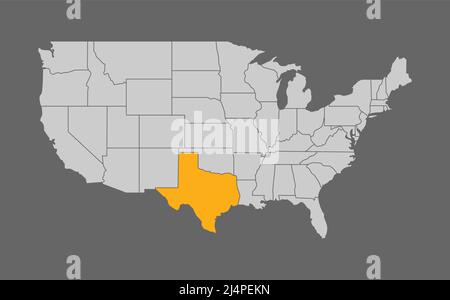 Carte des États-Unis avec le Texas Highlight Illustration de Vecteur