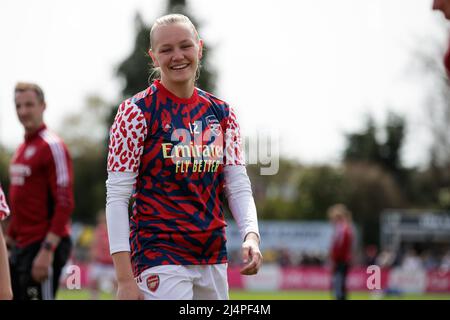 Londres, Royaume-Uni. 17th avril 2022. Frida Maanum (12 Arsenal) avant le match de la demi-finale de la coupe Vitality Womens FA Cup entre Arsenal et Chelsea à Meadow Park à Londres, en Angleterre. Liam Asman/SPP crédit: SPP Sport presse photo. /Alamy Live News Banque D'Images