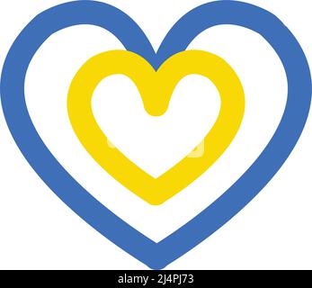 Love Ukraine clipart Element. Coeurs vectoriels bleus et jaunes, couleurs paisibles du drapeau ukrainien Illustration de Vecteur