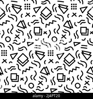 Motif fluide Memphis Vector noir et blanc Illustration de Vecteur