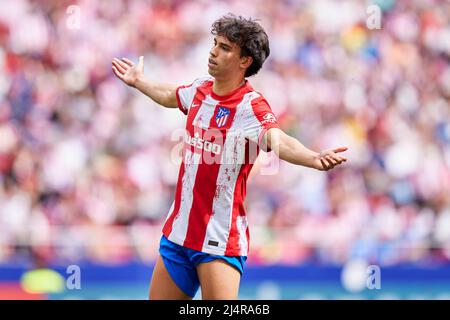 Madrid, Espagne. 17th avril 2022. Joao Felix de l'Atlético de Madrid pendant le match de la Liga entre l'Atlético de Madrid et le RCD Espanyol a joué au stade Wanda Metropolitano le 17 avril 2022 à Madrid, Espagne. (Photo de Ruben Albarran/PRESSINPHOTO) crédit: PRESSINPHOTO SPORTS AGENCY/Alay Live News Banque D'Images