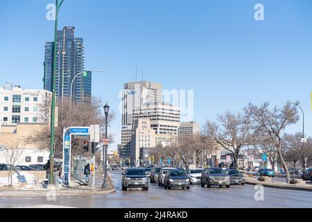 17 2022 mars - Winnipeg Manitba Canada - Skyline du centre-ville de Winnipeg Banque D'Images