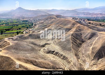 Géoglyphes et lignes de Palpa au Pérou Banque D'Images
