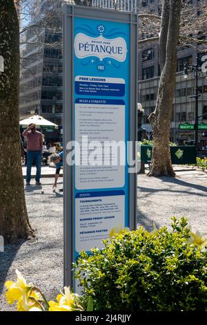 Pétanque Players Bowling à Bryant Park, New York 2022 Banque D'Images