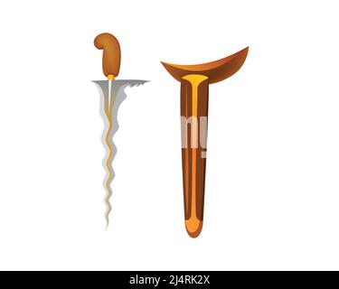 Détail Keris indonésien traditionnel arme Illustration Vector Illustration de Vecteur