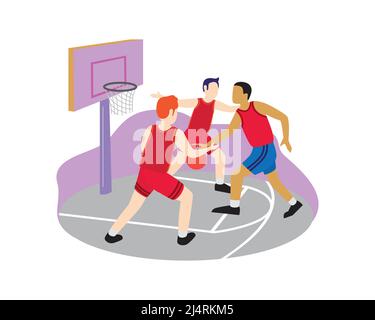 Joueurs de basket-ball ou athlètes de basket-ball jouant ensemble Illustration Vector Illustration de Vecteur