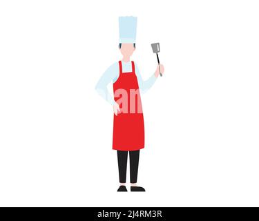 Illustration du geste de la spatule de main du chef avec un vecteur de style dessin animé Illustration de Vecteur