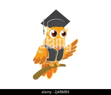 WISE and Smart Owl avec vecteur de style dessin animé Illustration de Vecteur
