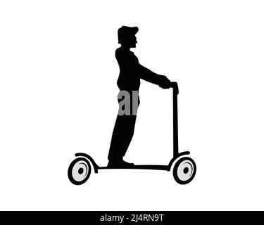 A Man Riding Scooter Silhouette Vector Illustration de Vecteur