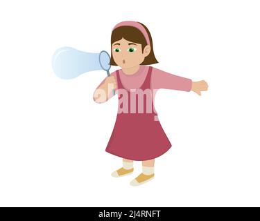A Girl Blowing Bubbles Illustration Vector Illustration de Vecteur