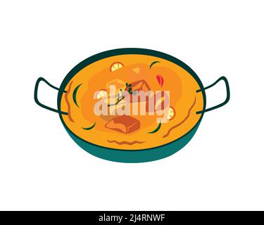 Curry détaillé dans le Wok Illustration Vector Illustration de Vecteur