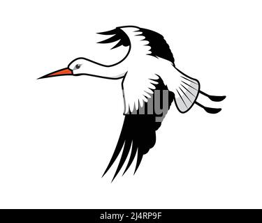 Vecteur d'illustration détaillé de Flying Stork Illustration de Vecteur
