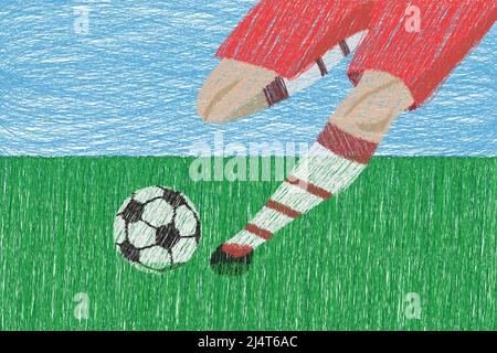 Marquer le but par l'homme sur le terrain de football lors d'un championnat Illustration de Vecteur