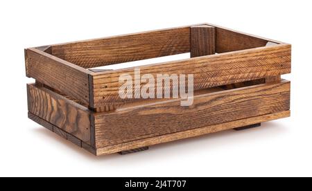 chemin de boîte en bois isolé sur blanc Banque D'Images