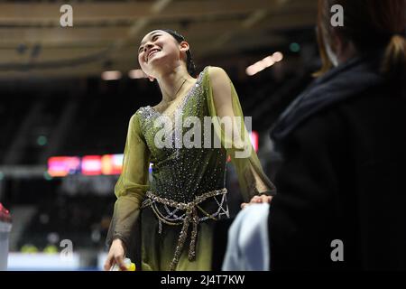 Seoyeong WI (KOR), pendant le patinage libre des femmes, aux Championnats du monde juniors de patinage artistique 2022 de l'UIP, au Tondiaba Ice Hall, le 17 avril 2022 à Tallinn, Estonie. Credit: Raniero Corbelletti/AFLO/Alay Live News Banque D'Images