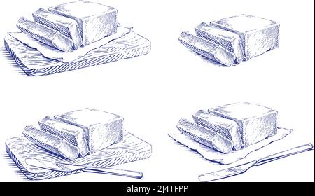 dessin à la main de beurre dessin gravure dessin illustration style vecteur Illustration de Vecteur