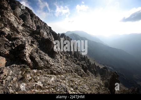 Chaîne de montagnes du Mont Olympe en Grèce. Le mont Olympe est la plus haute montagne de Grèce à 2917 mètres. Banque D'Images