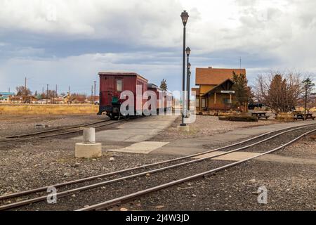 Ancienne gare ferroviaire dans la ville d'Antonito, Colorado Banque D'Images