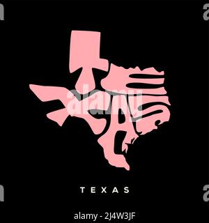 Typographie de la carte d'état du Texas. Typographie de carte du Texas. Lettrage Texas. Illustration de Vecteur