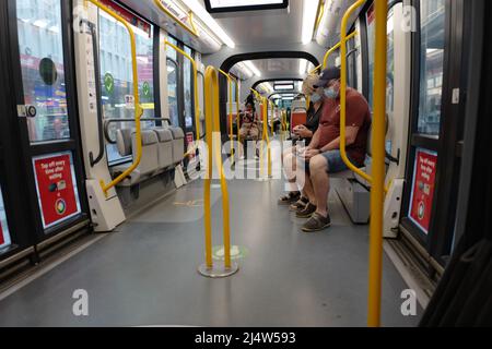 Un trajet sur le train léger de Sydney Banque D'Images