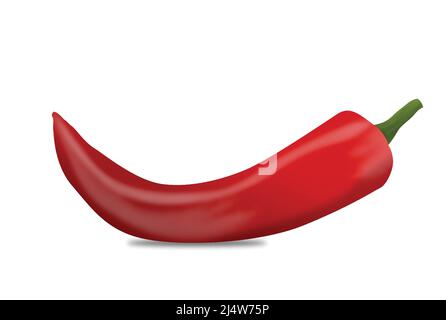 Piment rouge vif réaliste isolé sur fond blanc, illustration vectorielle Illustration de Vecteur