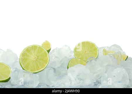 Glace avec des limes isolées sur fond blanc Banque D'Images