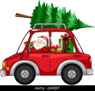 Illustration des cadeaux de Noël avec voiture de voiture de Noël à la livraison Illustration de Vecteur