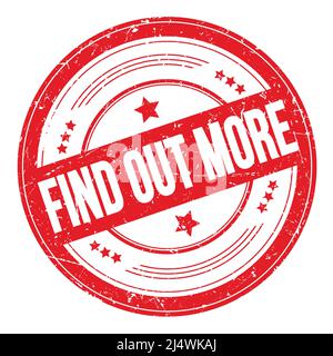 POUR EN SAVOIR PLUS de texte sur le timbre de texture rond rouge grungy. Banque D'Images