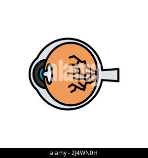 Diabetic Eye Flat couleur icône. Signe de style linéaire pour le concept mobile et le web design. Icône de vecteur couleur plat de la rétinopathie diabétique. Symbole, logo illustrat Illustration de Vecteur