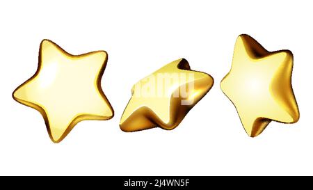 Scénario de l'ensemble de révision de produit ou de service Golden Stars Illustration de Vecteur