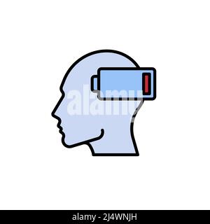 Icône de couleur plate professionnelle à effet dévoré. Signe de style linéaire pour le concept mobile et la conception de sites Web. Icône de vecteur couleur plat de la tête et de la batterie faibles. Symbole, logo i Illustration de Vecteur