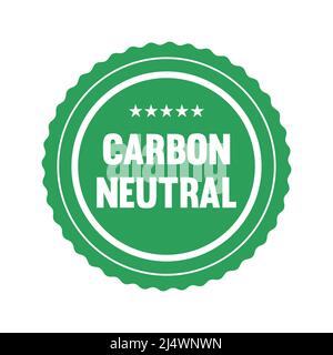 Timbre ou logo vert neutre en carbone. CO2 emblème rond certifié neutre. Concept zéro émission. Étiquette de produit neutre en carbone. Empreinte carbone nulle Illustration de Vecteur