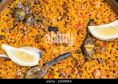 Paella de légumes valenciana, Valence, Communauté Valencienne, Espagne Banque D'Images