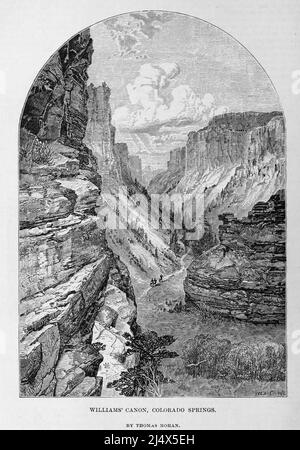 Canon de Williams, Colorado Springs extrait du livre The Pacific tourist : guide transcontinental illustré d'Adams & Bishop, de l'Atlantique à l'océan Pacifique : Contenant des descriptions complètes des chemins de fer à travers le continent, toutes les stations de plaisance et les lieux de la plupart des paysages notés dans l'extrême-Ouest, aussi de toutes les villes, les villes, les villages, les forts américains, les sources, lacs, montagnes, itinéraires de voyage d'été, meilleures localités pour la chasse, la pêche, le sport, et le plaisir, avec toutes les informations nécessaires pour le voyageur d'agrément, mineur, colon, ou homme d'affaires : un guide complet du voyageur de Banque D'Images