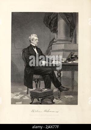 William Henry Seward (16 mai 1801 – 10 octobre 1872) était un homme politique américain qui a été secrétaire d'État des États-Unis de 1861 à 1869, et a été gouverneur de New York et sénateur des États-Unis. Opposant résolu à la propagation de l'esclavage dans les années qui ont précédé la guerre de Sécession, il était une figure éminente du Parti républicain dans ses années formatrices, Et a été loué pour son travail au nom de l'Union en tant que secrétaire d'État pendant la guerre civile. Du livre Histoire de la guerre pour l'Union : civile, militaire et navale. Fondé sur officiel et autre aut Banque D'Images