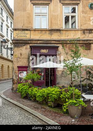 Loch Camelot café, vieille ville de Cracovie, Pologne Banque D'Images